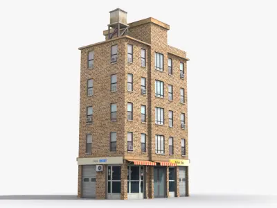 Apartment Building x7 Low-poly 3D model