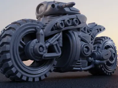 Sci Fi Motorcycle 3D Model 250mm One Piece Printable STL 3D print model