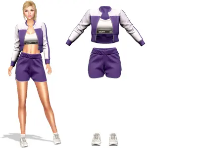 Purple White Runner Sports Outfit Low-poly 3D model