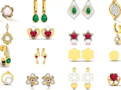 100 LIGHT WT EARRINGS  3D Model Pack
