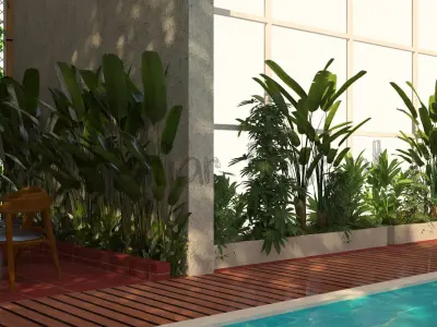 Swimming Pool with Landscape 3D model