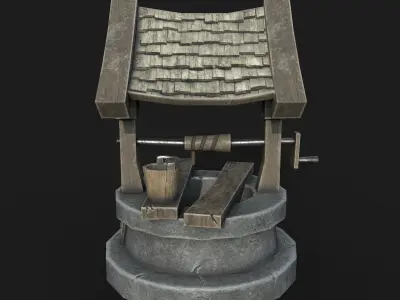 Old low poly draw-well Low-poly 3D model