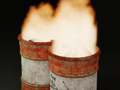 Fire Barrel Exterior Prop Abandoned Low-poly 3D model