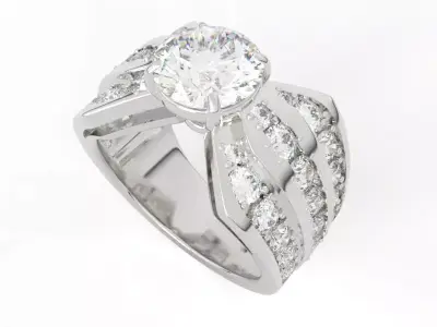 Multi-Row Diamond Ring 3D print model