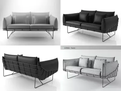 Wireframe sofa 2 seat 3D model