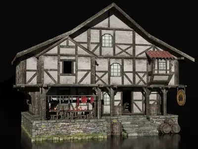 medieval tavern Low-poly 3D model