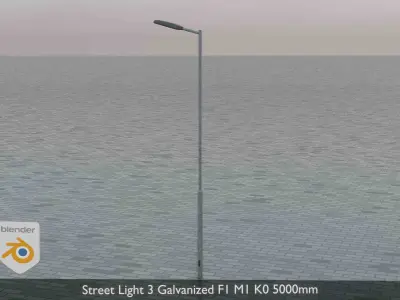 Street Light 3 Galvanized F1 M1 K0 5000mm Low-poly 3D model