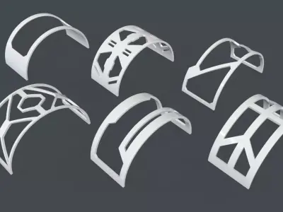 Lowpoly Scifi panels and structures Low-poly 3D model