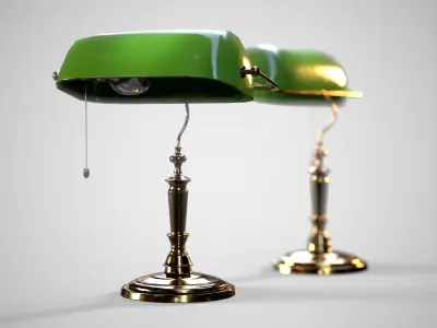 Bankers Antique Desk Lamp - PBR Game Ready Free low-poly 3D model
