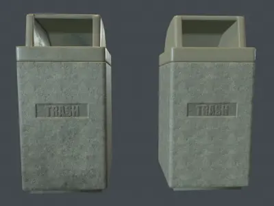Street Concrete Trash Bin PBR Game Ready Low-poly 3D model
