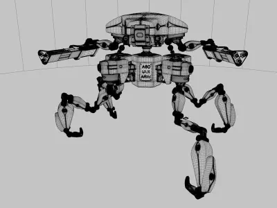 four leg robot Full rigged 3D model