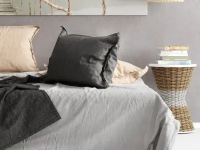 Bedroom set suspension bridge in mist - canvas 3D model