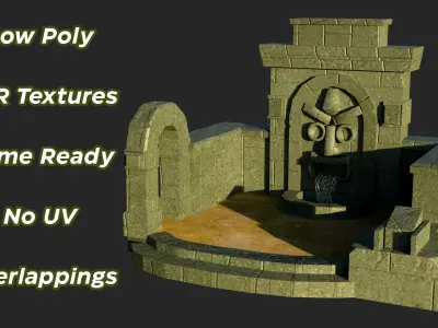 Simple Water fall Game Environment - Game Ready - PBR Low-poly 3D model