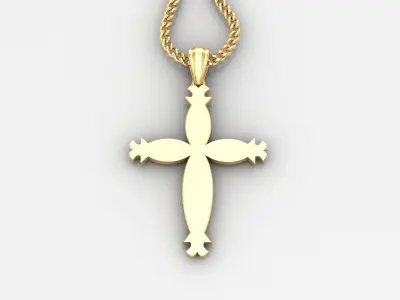 Light Gold 18K Cross Pendant 1CP066 3D print model