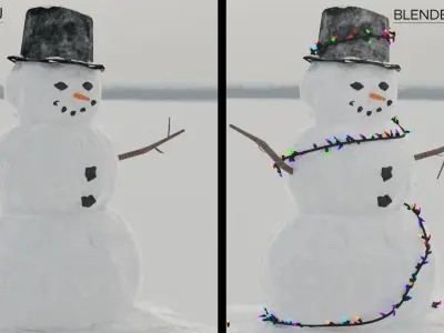 Christmas Snowman Low-poly 3D model