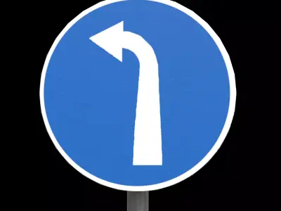 Compulsory Left turn ahead Low-poly 3D model