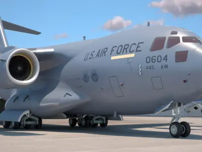 Forklift Loads Cargo to the Boeing C17 Globemaster III 