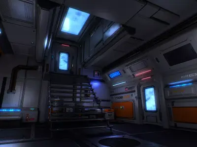 Scifi  Modular Room Corridor Laboratory Kit Low-poly 3D model