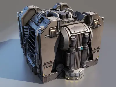 Low Poly Generator futuristic spaceship Low-poly 3D model