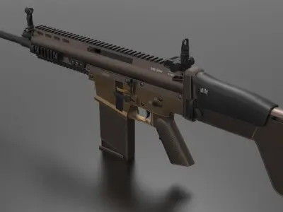 FN Scar Gun Low-poly 3D model