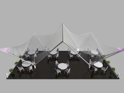 Tent model with tables and chairs 3D model
