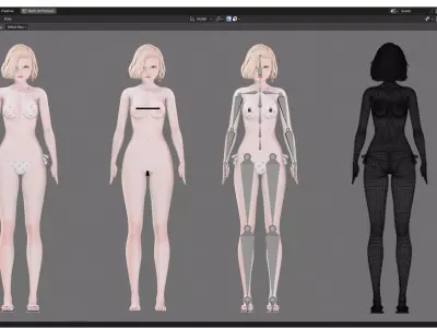 Clothing Collection 004 - Rig - UE5 - Unity - Blender - Animated Low-poly 3D model
