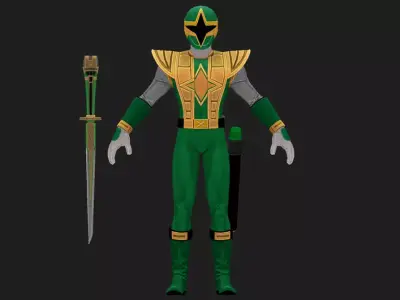 Green Samurai Low-poly 3D model