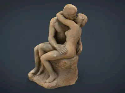 The Kiss Rodin sculpture Low-poly 3D model