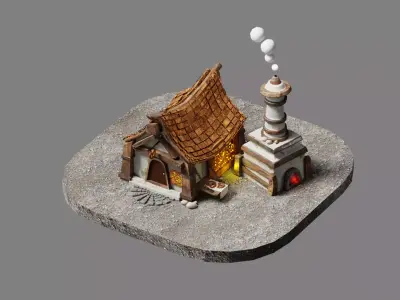 Medieval bakery blender  Low-poly 3D model