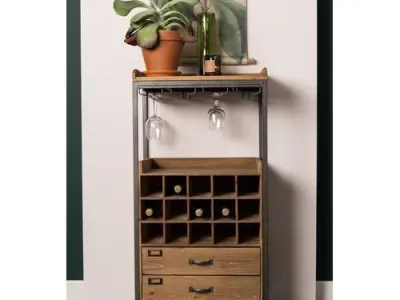 Brown Finley Bottle Wine Cabinet 3D model