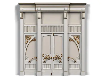 Door0015 wooden door with ornate carvings 3D model