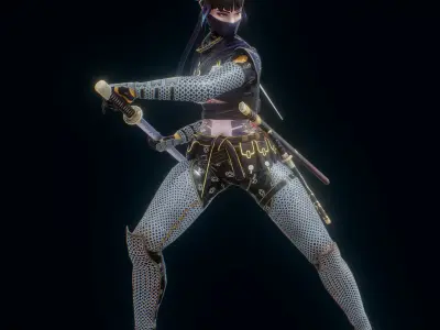 Kunoichi Samurai Low-poly 3D model