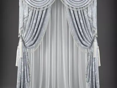 Curtain with tassels Low-poly 3D model 3