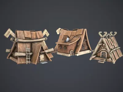 Viking House Pack Low-poly 3D model