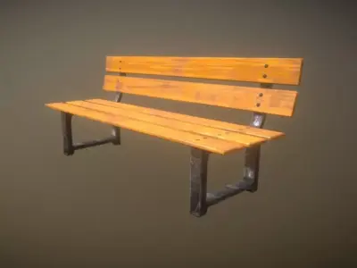 Game Ready Park Bench Low Poly  Low-poly 3D model