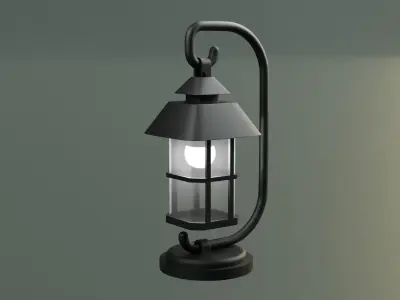 Road Side Street Metal lamp Light Low-poly 3D model