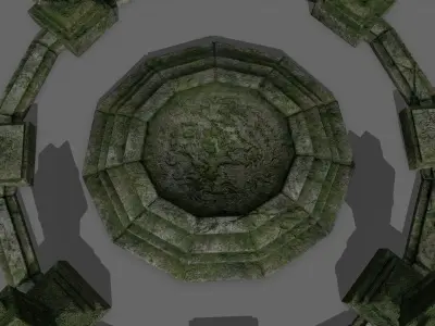 temple stone circle with stones Low-poly 3D model