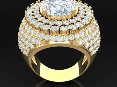Light Gold Diamond Men Ring 2MR019 3D print model