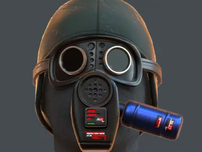 Gas mask helmet 3d model scifi Low-poly  Low-poly 3D model 176