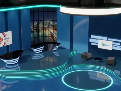 Virtual TV News Talk Show Studio 3D model