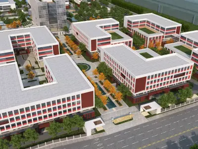 School Building04 Low-poly 3D model