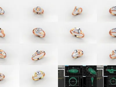 29 Wire Ultra light wt minimalist Plain Gold Ring 3dm stl render 3D Model Pack