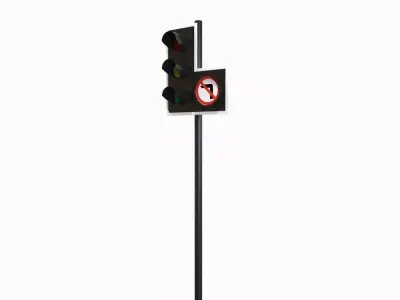 Traffic Light No Right Turn Low-poly 3D model