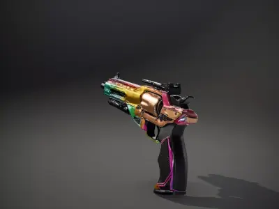 Iridescent Revolver model pack Low-poly 3D model