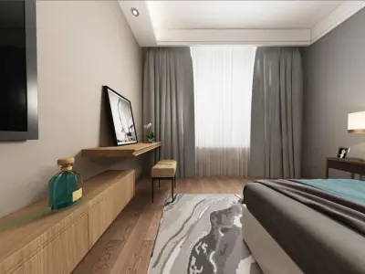 Simple and cozy bedroom Vray 3D model-37 3D model