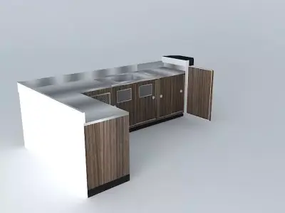 Kit 724 Bench in stainless steel vats and L 2 Light by Alex M... Free 3D model