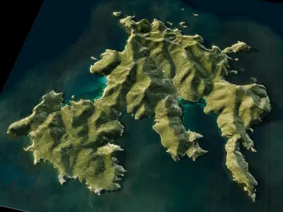 Cabrera Island 3d model terrain Low-poly 3D model