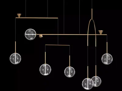 DEWDROPS chandelier with four glass balls hanging from it 3D model