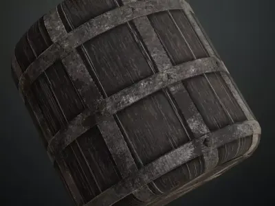 Medieval Dark Wood Iron Bands PBR Seamless Texture