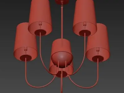 Wide Black Shade Aged Brass Chandelier 3D model purchase